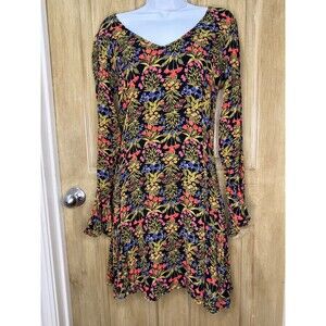 Old Navy Womens Floral Stretch Dress Size 8 Long Sleeve Sheath Side Zip